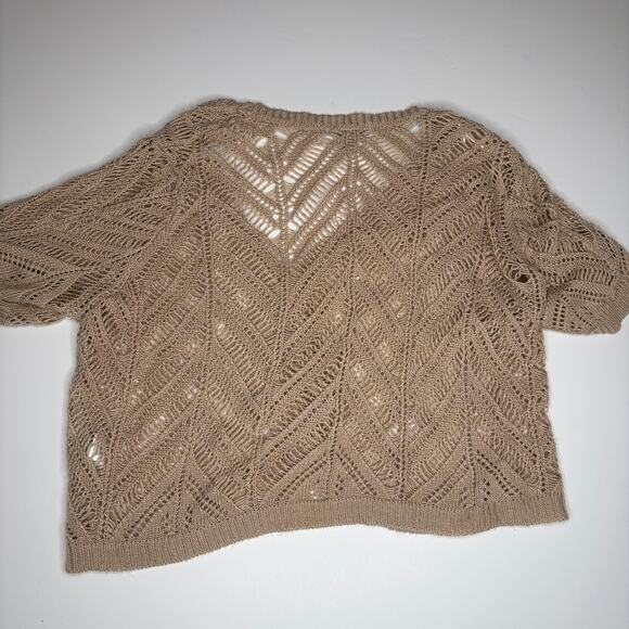 Roz & Ali Khaki Crochet Cardigan Sweater Plus Size 2X - Picture 2 of 6